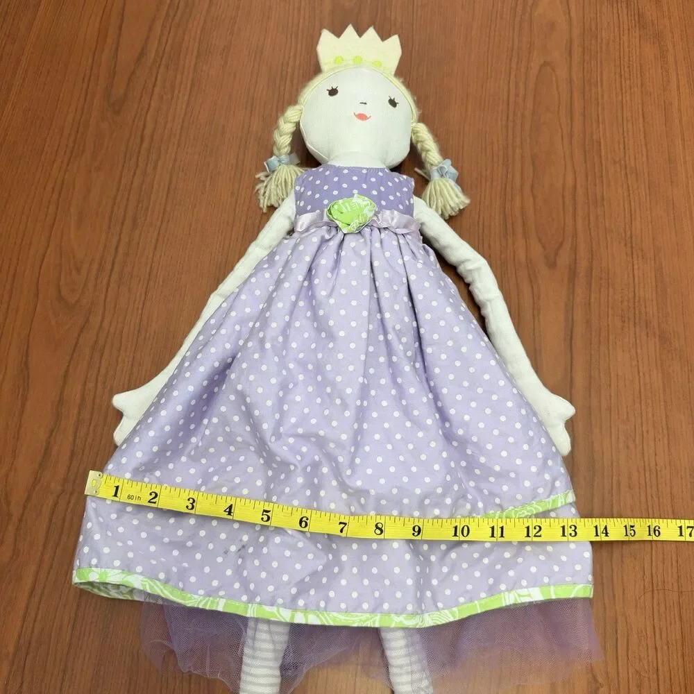 Pottery Barn Kids Princess Doll 30” Purple Polka Dot Cloth Plush 2011 PBK